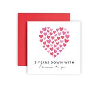 Huxters 3rd Anniversary Card for Husband or Wife - 3 years of happiness with Forever to Go Weddings Anniversaries Love - 14.8cm (3 years)