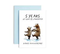 Huxters 5th Anniversary Card for Husband or Wife 5 years of Love Laughter and Us - Bears Wedding Anniversary Love - 14.8cm (5 years)