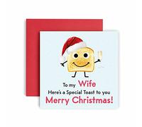 Huxters A Special Toast Wife Merry Christmas Card for her- Funny Wife Card for Christmas - Blank Interior Xmas Card with Recyclable Envelope -Paper Wife Cards (Wife)