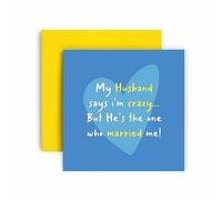Huxters Anniversary and Valentines Card - Husband Call me Crazy? Funny Anniversary Cards for Him and men - Birthday Cards for Husband Valentines - Wedding Anniversary Card 14.8cm (Husband)