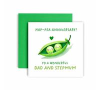Huxters Anniversary Card for Dad and Stepmum Ha-Pea Wedding Anniversary Happy Love ever after - 14.8cm (Dad and Stepmum Pea)
