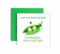 Huxters Anniversary Card for Mum and Dad Ha-Pea Wedding Anniversary Happy Love ever after - 14.8cm (Mum and Dad Pea)