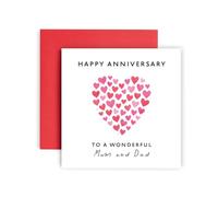 Huxters Anniversary Card for Mum and Dad Watercolour Wedding Anniversaries Happy Love ever after - 14.8cm (Mum and Dad)
