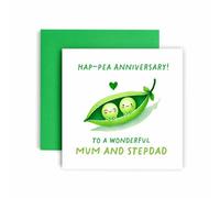 Huxters Anniversary Card for Mum and Stepdad Ha-Pea Wedding Anniversary Happy Love ever after - 14.8cm (Mum and Stepdad Pea)
