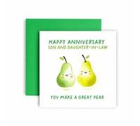 Huxters Anniversary Card for Son and Daughter-In-Law Great Pear Wedding Anniversary Happy Love ever after - 14.8cm (Son and Daughter-In-Law Pear)