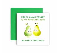 Huxters Anniversary Card for Wife Great Pear Wedding Anniversary Happy Love ever after - 14.8cm (Wife Pear)