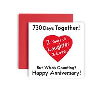 Huxters Anniversary Card - Premium Happy 2nd Wedding Anniversary Wedding Card - Funny Card for Husband or Wife - Beautiful Illustration and Artwork - 14.8cm square card (2nd Anniversary)