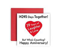 Huxters Anniversary Card - Premium Happy 39th Wedding Anniversary Wedding Card - Funny Card for Husband or Wife - Beautiful Illustration and Artwork - 14.8cm square card (39th Anniversary)