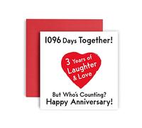 Huxters Anniversary Card - Premium Happy 3rd Wedding Anniversary Wedding Card - Funny Card for Husband or Wife - Beautiful Illustration and Artwork - 14.8cm square card (3rd Anniversary)
