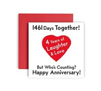 Huxters Anniversary Card - Premium Happy 4th Wedding Anniversary Wedding Card - Funny Card for Husband or Wife - Beautiful Illustration and Artwork - 14.8cm square card (4th Anniversary)