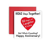 Huxters Anniversary Card - Premium Happy 50th Wedding Anniversary Wedding Card - Funny Card for Husband or Wife - Beautiful Illustration and Artwork - 14.8cm square card (50th Anniversary)