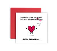 Huxters Anniversary Cards for Husband or Wife - Congratulations to Me I Survived 26 Years with You - Cards for Women Her or Men Him 14.8cm (26th Anniversary)