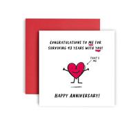 Huxters Anniversary Cards for Husband or Wife - Congratulations to Me I Survived 43 Years with You - Cards for Women Her or Men Him 14.8cm (43rd Anniversary)