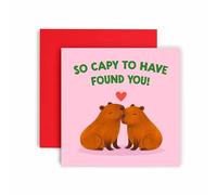 Huxters Anniversary Valentines Day Card for Her - Cute style Cuddling Capybaras Design - Capybara Lover Card - So Capy to have Found you