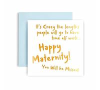 Huxters Baby Shower Card - Great Lengths to Get off Work - Baby Boy or Girl - New, Cute, Bright, Colourful, Ready to Write, Blue or Pink