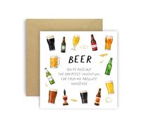 Huxters Beer Lover Birthday Card for Men - Funny Pub Drinking Joke Greeting Card with Lager, Ale, Pint Glass and Bottle Illustrations - Card for Dad, Brother or Best Friend (Beer)