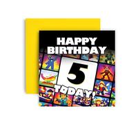 Huxters Birthday Card for 5th Birthday - Gaming Style Colourful Adventure Design For Kid Gamers (5th)