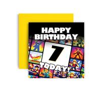 Huxters Birthday Card for 7th Birthday - Gaming Style Colourful Adventure Design For Kid Gamers (7th)