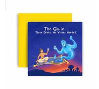 Huxters Birthday Card for Her Women - Aladdin’s Gin-ie Three Drinks No Wishes - Funny Fairytale Pun for Auntie Sister Daughter Granddaughter Mum Bestie Friend Unique Fun Celebration (Gin-ie)