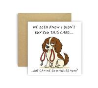 Huxters Birthday Card from Dog Brown White Springer Spaniel for Mum Dad Doggy Parents Dogs Cards - We Both Know I Didn’t Buy You This Card But Can We Go Walkies Now? (Brown White Springer Spaniel)