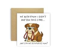 Huxters Birthday Card from Dog Bulldog for Mum Dad Doggy Parents Dogs Cards - We Both Know I Didn’t Buy You This Card But Can We Go Walkies Now? (Bulldog)