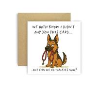 Huxters Birthday Card from Dog German Shepherd for Mum Dad Doggy Parents Dogs Cards - We Both Know I Didn’t Buy You This Card But Can We Go Walkies Now? (German Shepherd)