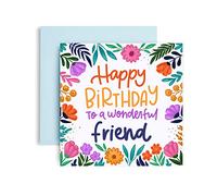 Huxters Birthday Card - Unique Birthday Card Friend with Floral Print -Birthday Cards for Her - Gifts for Women - Luxurious Print Vivid Colours - Recyclable Envelope Included - 148 x 148mm (Friend)