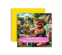 Huxters Birthday Cards for Grandma - Gardening Bear Happy Birhday Card for her Women Nana Nanny Grandma Granny Card 14.8cm (Grandma)