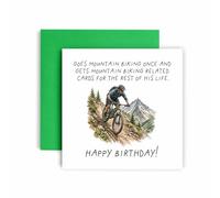 Huxters Birthday Cards for Men and Him - Funny Hobby Birthday Card - Goes Mountain Biking Once and gets Themed Cards from the Rest of your Life (Mountain Biking)