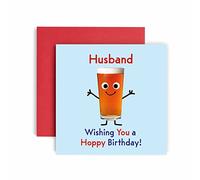 Huxters Birthday Cards for Men - Have a Hoppy Birthday Husband Birthday Card for him - Funny Anniversary Card for Husband Fun Beer Happy Birthday - 14.8cm (Husband)