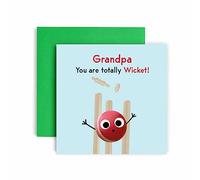 Huxters Birthday Cards for Men - Have a Totally Wicket Cricket Grandpa Birthday Card for him - Funny Fathers Day Card for Grandpa Fun Happy Birthday - 14.8cm (Grandpa)