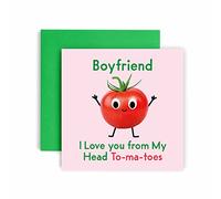 Huxters Birthday Cards for Men - I Love You Boyfriend Birthday Card for him - Funny Anniversary Card and Valentines card for Boyfriend Fun Tomato Happy Birthday - 14.8cm (Boyfriend)