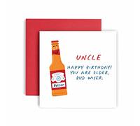 Huxters Birthday Cards for Men - Older Bud Wiser Uncle Birthday Card for him - Funny Fathers Day Card for Uncle Fun Happy Birthday - 14.8cm (Uncle)