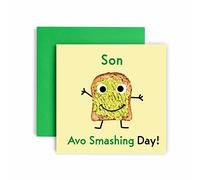 Huxters Birthday Cards for Men Son - Avo Smashing Son Birthday Card - Funny Birthday Card for Son with Recyclable Envelope Included - Original Illustrative Artwork (Son)