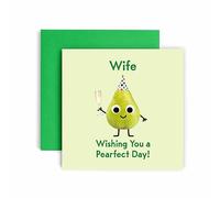 Huxters Birthday Cards for Women - Have a Pear-Fect Happy Birthday Wife Happy Birthday Card for Birthday, Wedding AnniversaryWife Birthday Card with Lovely - Funny Anniversary Card (Wife)