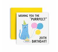 Huxters Birthday Cards for Women - Wishing You the Purrfect 20th Birthday Card for Her - Funny Birthday Cards for daughter sister niece - Cute 20th Birthday Card with Envelope (20th)