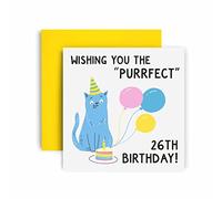 Huxters Birthday Cards for Women - Wishing You the Purrfect 26th Birthday Card for Her - Funny Birthday Cards for daughter sister niece - Cute 26th Birthday Card with Envelope (26th)