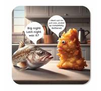 Huxters Birthday Coasters for Men and Him - Got Battered Cod Birthday for Brother Uncle Friend Son Nephew Cousin Grandad 9cm