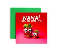 Huxters Birthday Day Card for Nana Mother's Day Card - Love you Berry Much Nana Strawberry - 14.8cm (Nana)