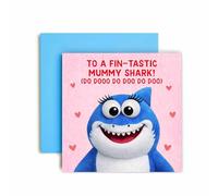 Huxters Birthday Mothers Day Card for Mummy - Cute Shark Plush Puppet Design - Childrens Song Parody Doo Doo - To a Fin-tastic Shark (Mummy)