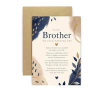 Huxters Brother Wedding Card - Elegant Navy and Gold Floral Design - Sentimental Keepsake Wedding Greeting Card from Sister (Brother)