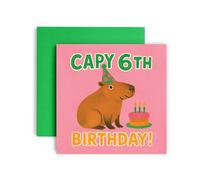 Huxters Capybara 6th Birthday Card for Girls - Have a Fabulous 6th Birthday (6th)
