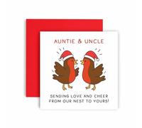 Huxters Christmas card for Auntie and Uncle - Partridge Nest to Yours Holiday Illustrated Xmas Cards (Auntie and Uncle)