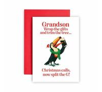 Huxters Christmas card for Grandson - Merry Xmas Split the G Card (Grandson)