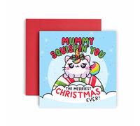 Huxters Christmas card for Mummy Caticorn Squishin' Mummy a Merry Christmas - cute xmas card 14.8cm (Caticorn Mummy)