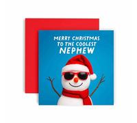 Huxters Christmas card for To the Coolest Nephew Funny Festive Holiday Greeting Merry Xmas Snowman Card (Nephew)