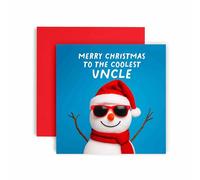 Huxters Christmas card for To the Coolest Uncle Funny Festive Holiday Greeting Merry Xmas Snowman Card (Uncle)