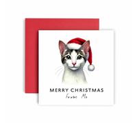 Huxters Christmas Card from the Cat - Japanese Bobtail Merry Christmas to Cat Mum and Cat Dad - Friends Family First Christmas (Japanese Bobtail)