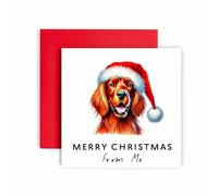 Huxters Christmas Card from the Dog - Irish Setter - Merry Christmas to Dog Mum and Dog Dad - Christmas Card from the Dog to Friends Family First Christmas (Irish Setter)