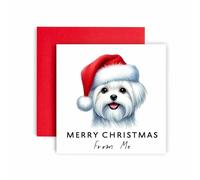 Huxters Christmas Card from the Dog - Maltese - Merry Christmas to Dog Mum and Dog Dad - Christmas Card from the Dog to Friends Family First Christmas (Maltese)